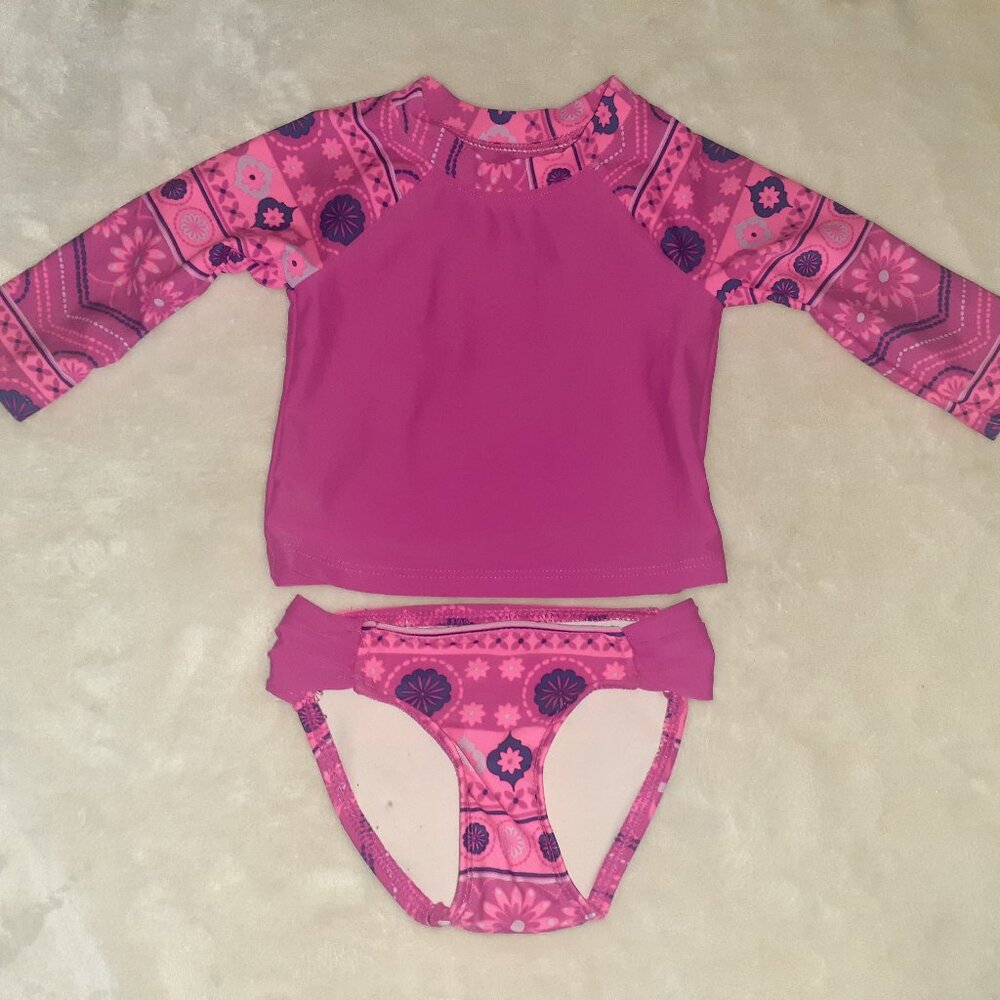 CIRCO 2 PC SWIMSUIT RASH GUARD BATHINGSUIT LONG SLEEVE-INFANT BABY GIRLS SIZE 9M